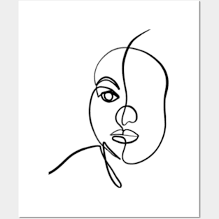 women face one line minimal art Posters and Art